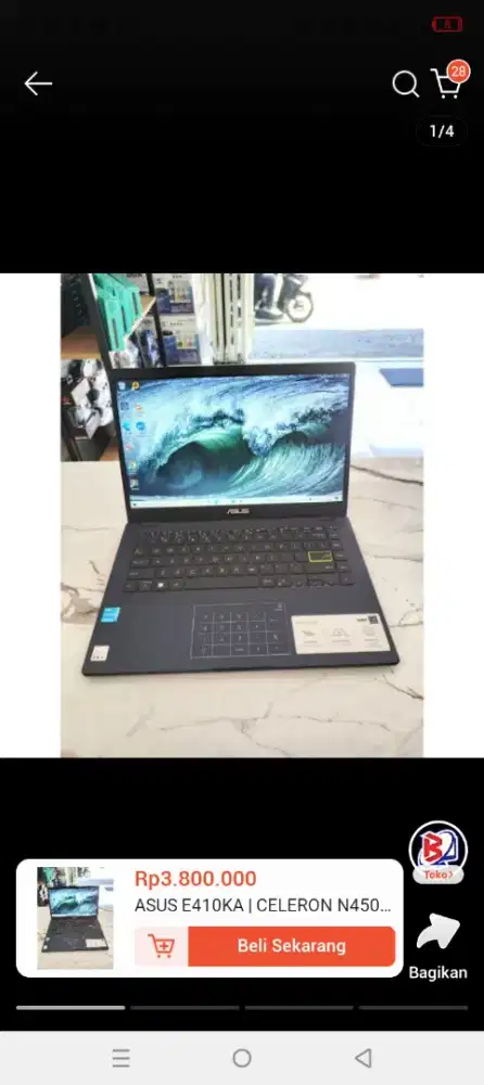 Laptop Asus caleron N4500 ram 4/256
