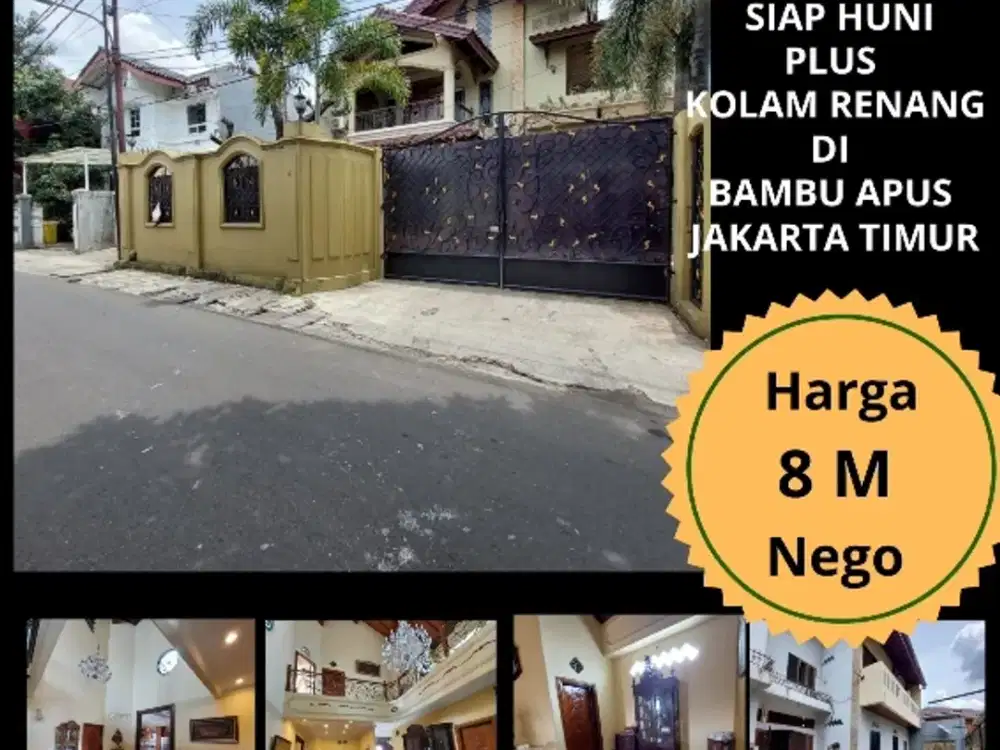 Rumah mewah siap huni plus kolam renang di Bambu Apus Jakarta Timur