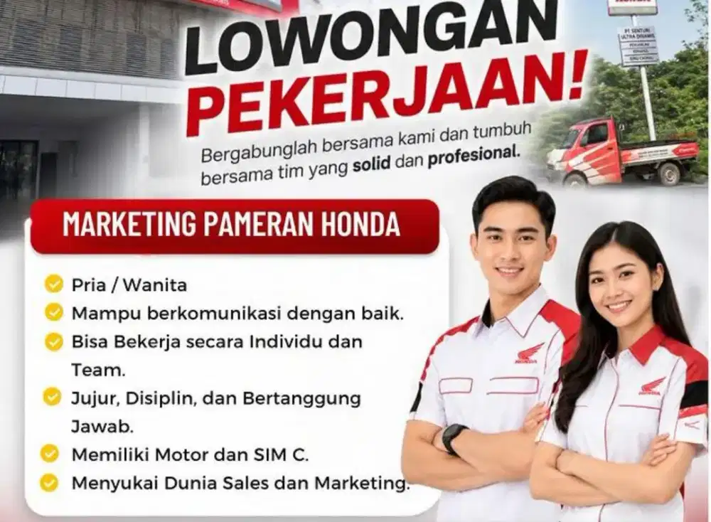 Lowongan kerja!! Marketing pameran Honda
