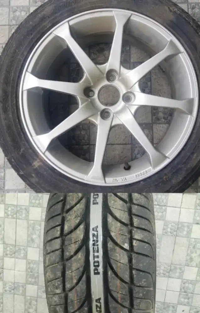 Dijual Satuan Velg Ring 16 Baut 5 + Ban Bridgestone Potenza Tebal