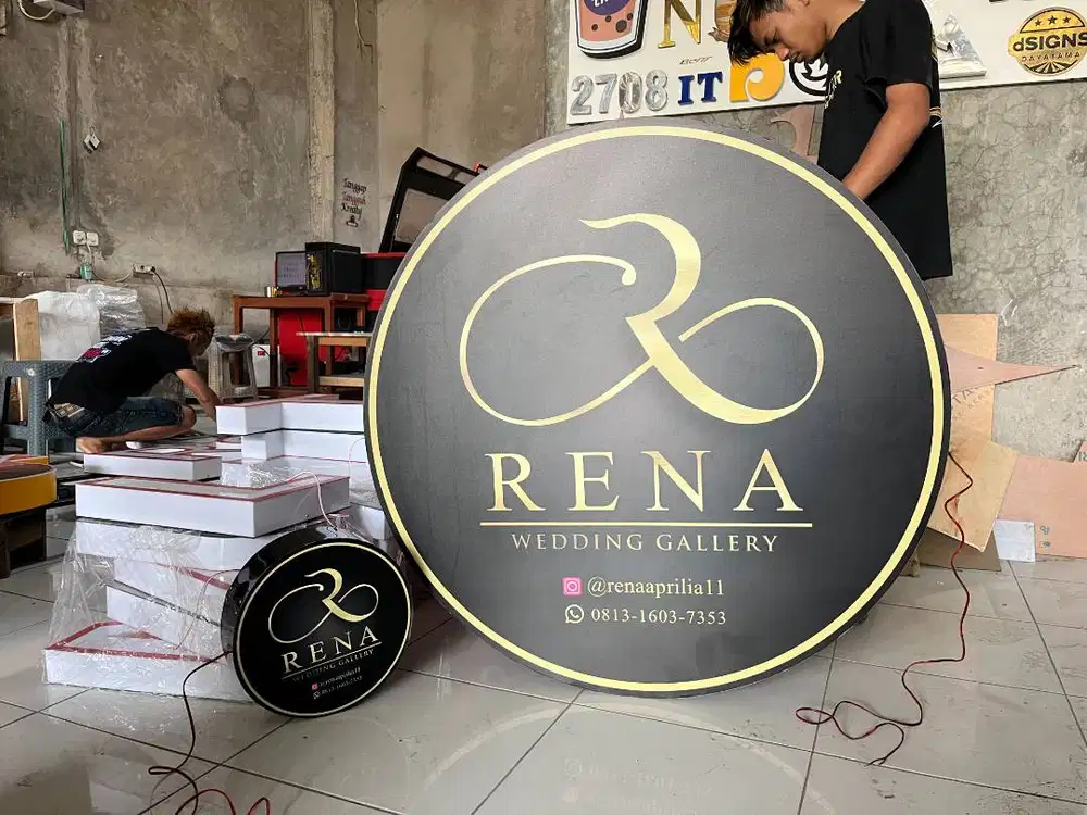 Signage Neon Box Bulat Akrilik Minimalis Elegan