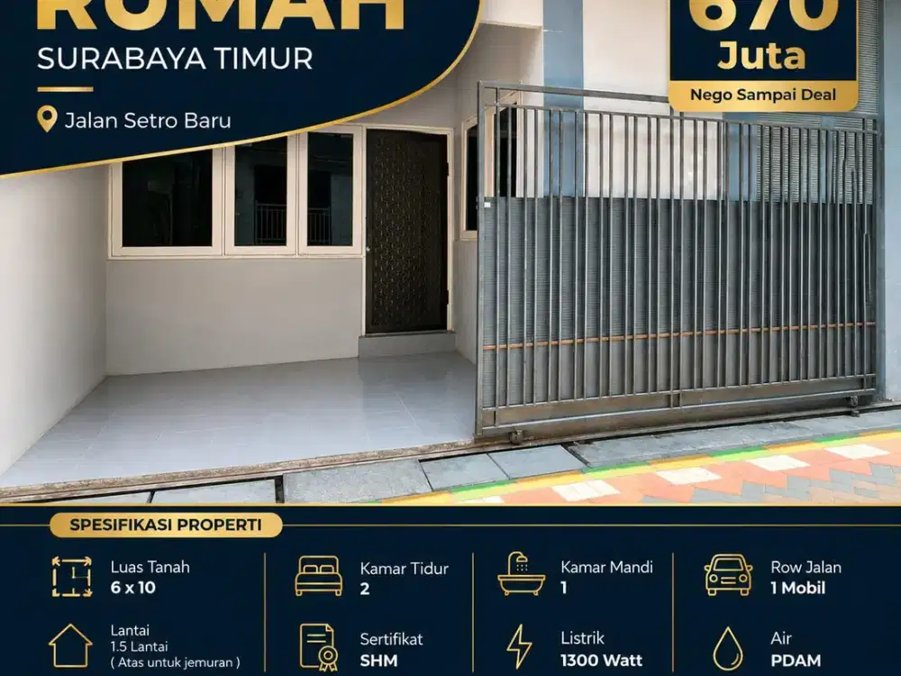 Dijual Rumah Surabaya Timur Jl Setro Baru