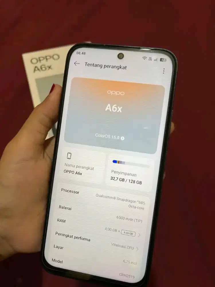 Oppo a6x 4+8/128 like new fullset no minus.