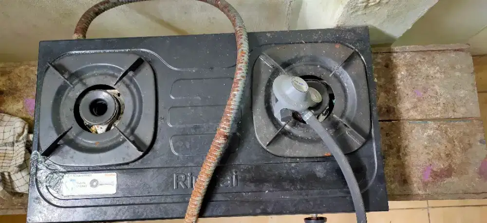Kompor rinai 2 tungku + selang regulator miyako
