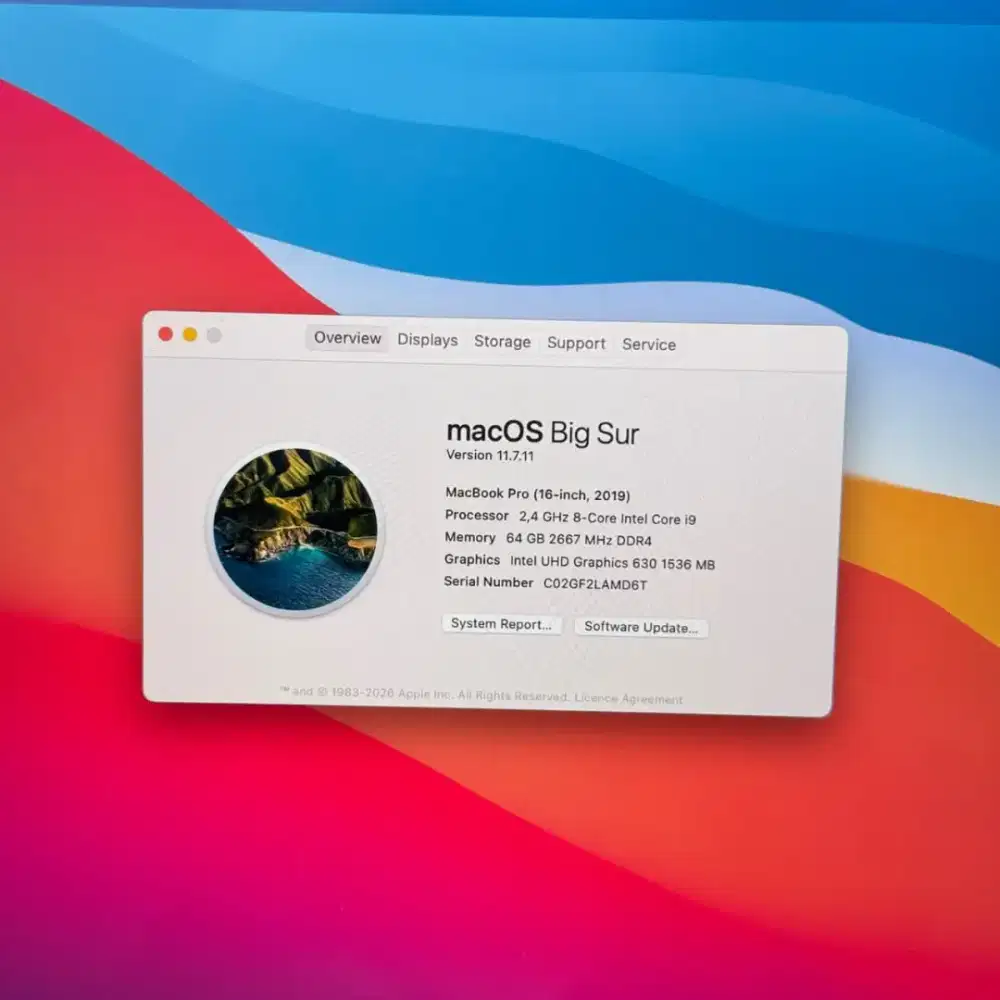 Macbook Pro 2019 Touchbar Ram 64 Ssd 1 Tb Layar 16 inch Full set