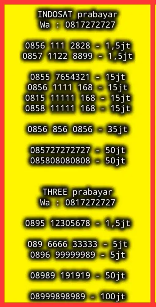 NOMOR CANTIK INDOSAT PRABAYAR