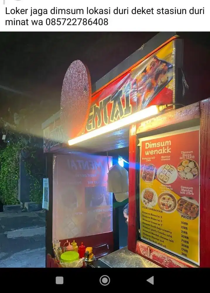 Loker untuk jaga stand Dimsum