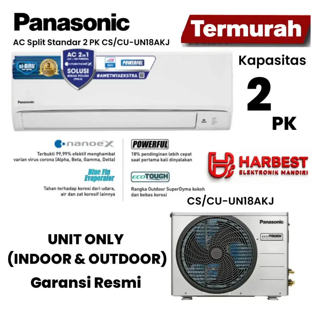 TERMURAH! Panasonic AC Split Standard  2 PK  AntiBakterial R32 UN18AKJ
