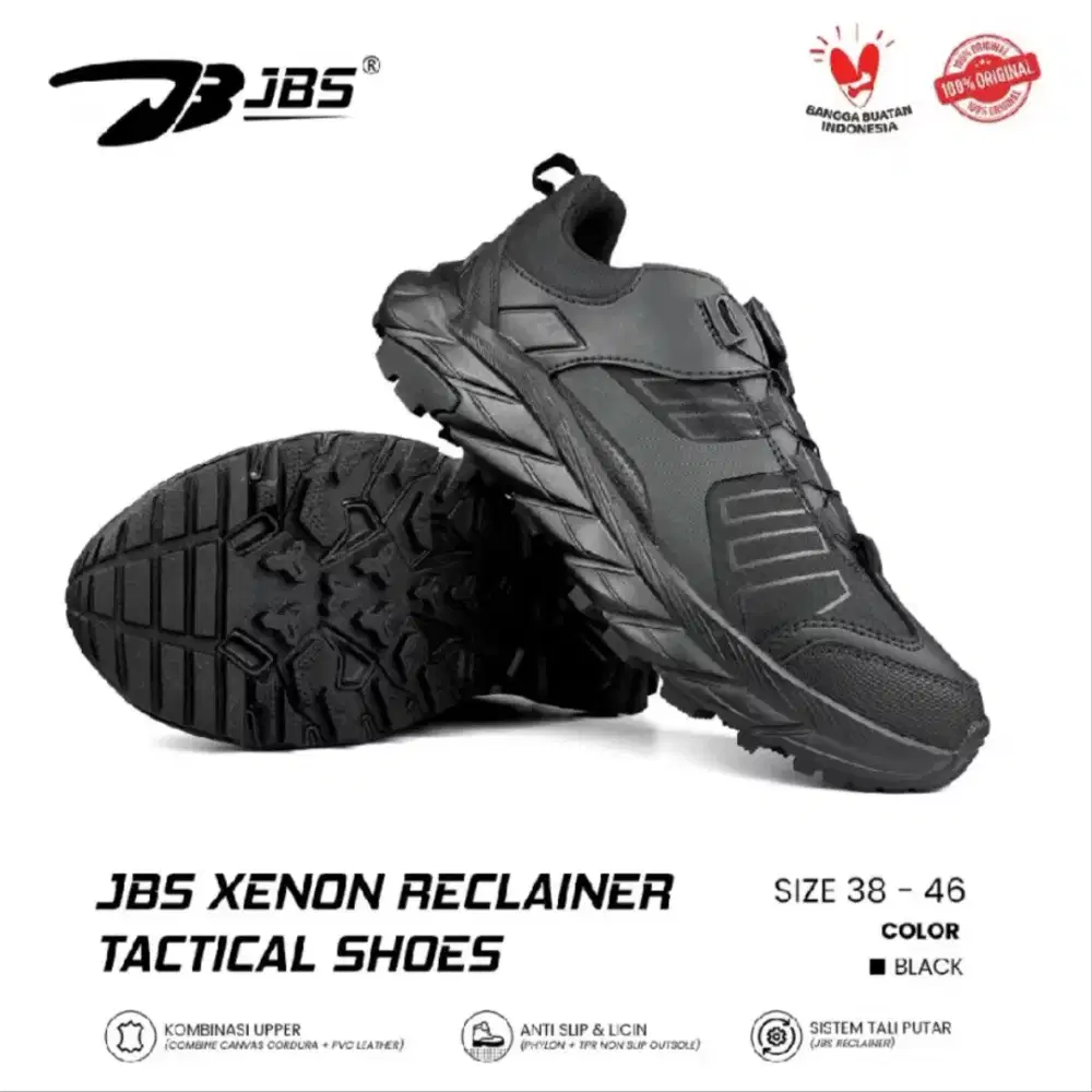 Sepatu Gunung, Hiking, Tactical, Outdoor JBS Xenon Tali Putar