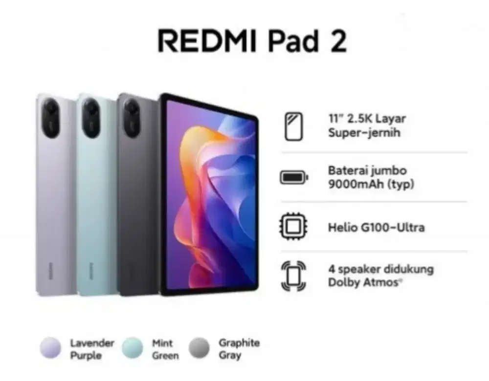 di jual cepat Tablet Xiaomi Redmi Pad 2 Lengkap DusBook Mulus no minus