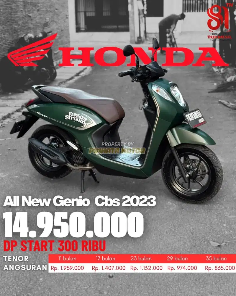 CREDIT DP MULAI 300 RIBUAN HONDA ALL NEW GENIO CBS ISS ESP 2023