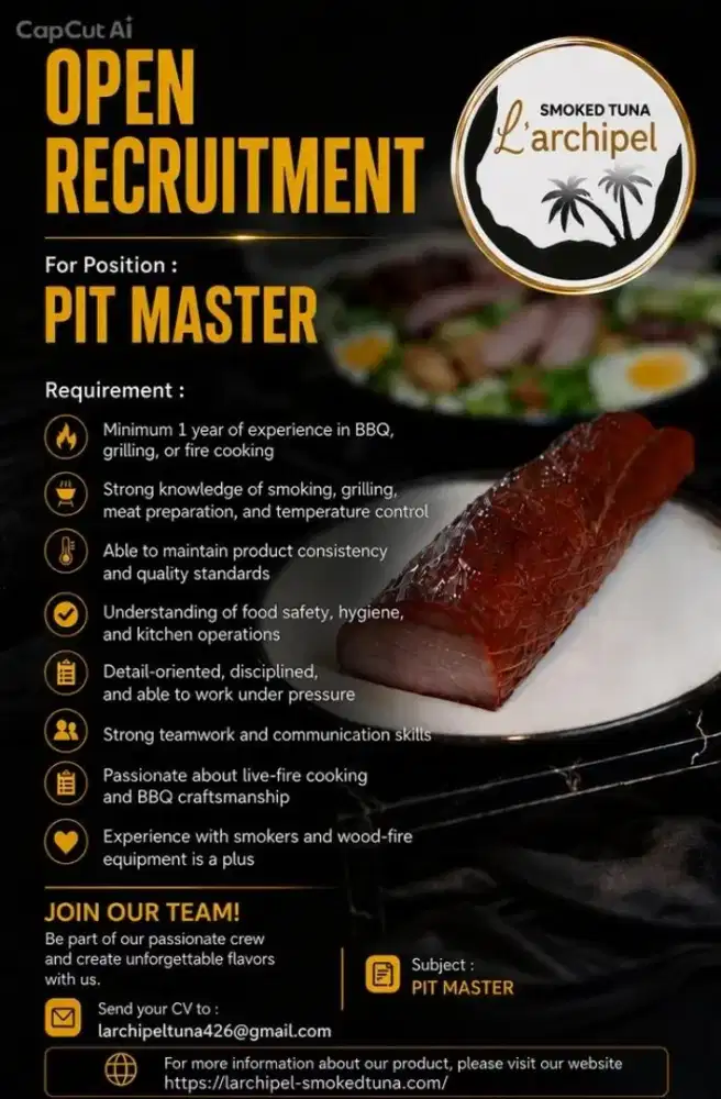 Open recruitment for Pit Master