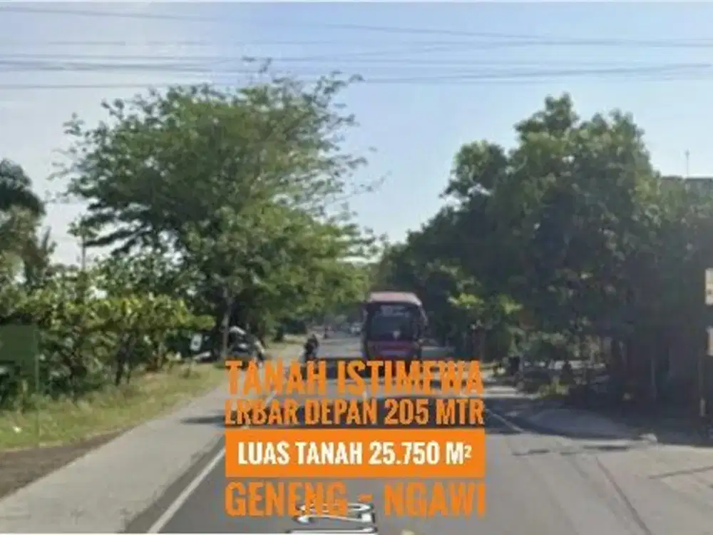 (AB) Tanah Pekarangan LD 205 mtr, NOL Jl Raya Propinsi Madiun-NGAWI Kerenn