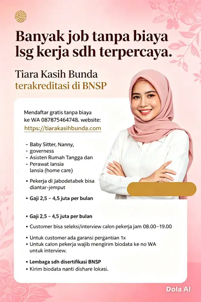 Banyak Lowongan lsg Kerja: Baby Sitter ART & Perawat Lansia Terpercaya