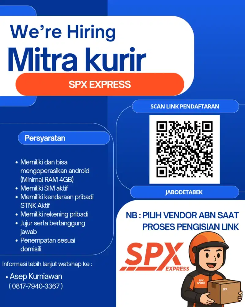 Lowongan kerja mitra kurir Spx express