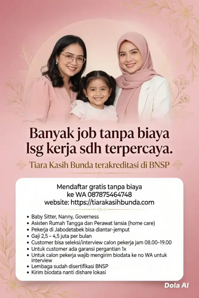 Banyak Lowongan lsg Kerja: Baby Sitter ART & Perawat Lansia Terpercaya