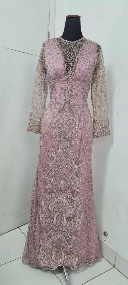 Kebaya akad brukat premium, dress pesta, gaun pengantin elisab, payet