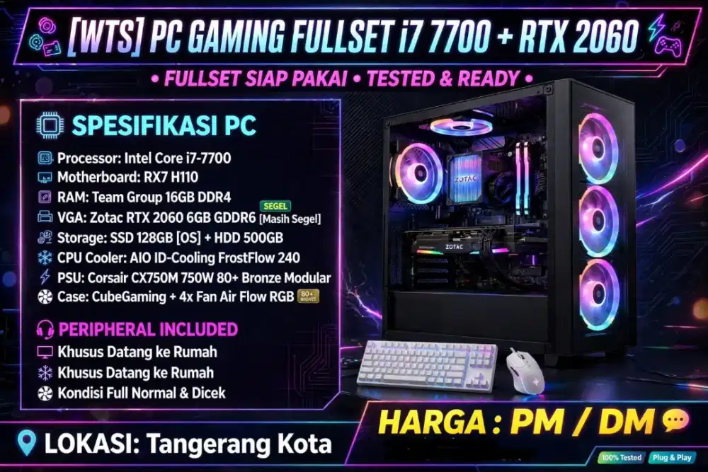 PC GAMING RTX 2060 i7 gen 7 RAM 16GB DDR 4
