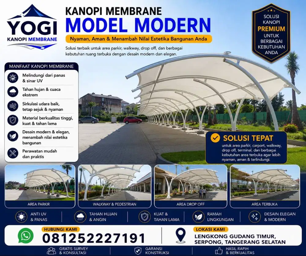 Kanopi Membrane Premium, Kuat & Elegan