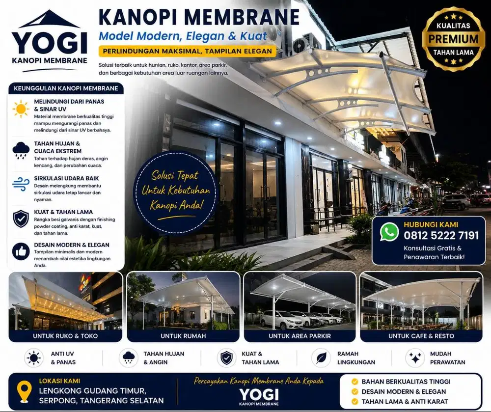 Kanopi Membrane Minimalis untuk Rumah Modern