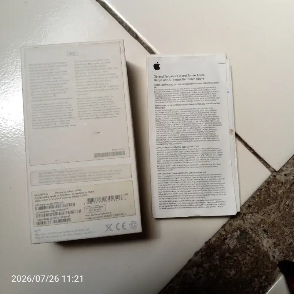 Pahami deskripsi Dus buku iPhone 5s
