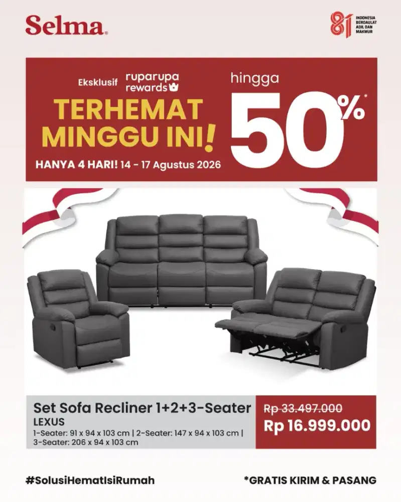 PROMO KEMERDEKAAN SOFA SET LEXUS