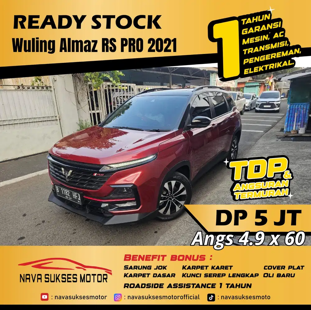 TDP 5jt TERMURAH Wuling Almaz RS Pro 2021 AT