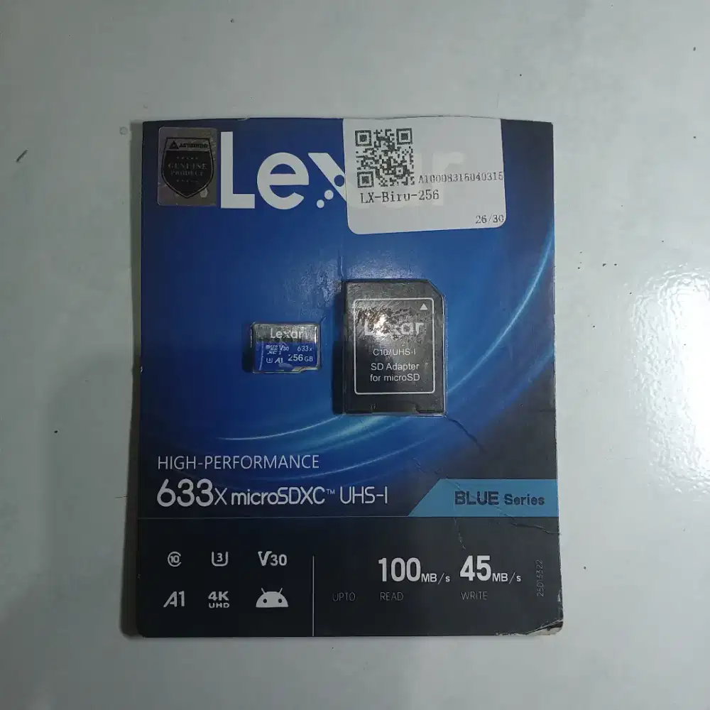 Karu Memori Lexar MicroSDXC UHS-I
256Gb (Blue Series