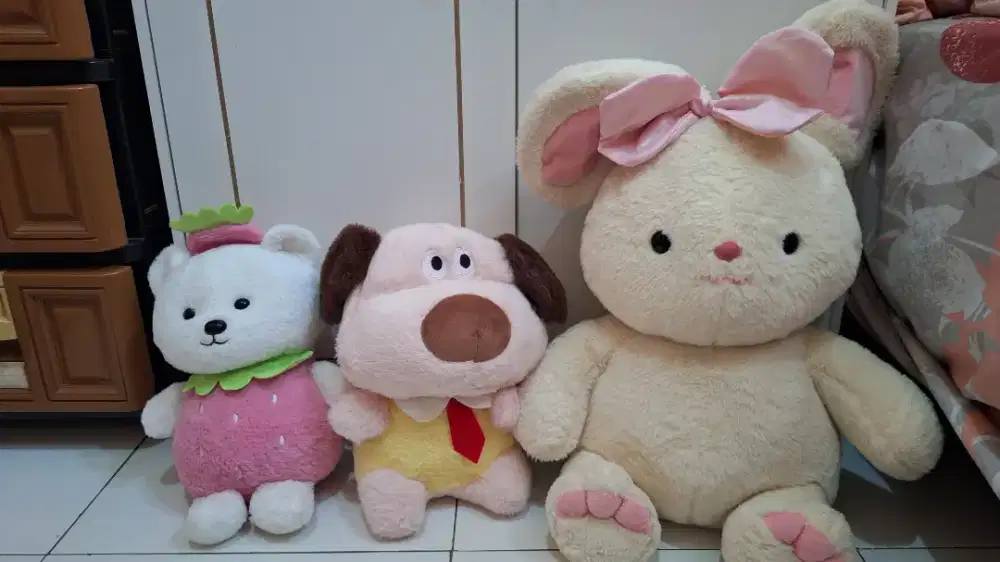 Bundle Boneka Bunny + Dog + Strawberry Bear