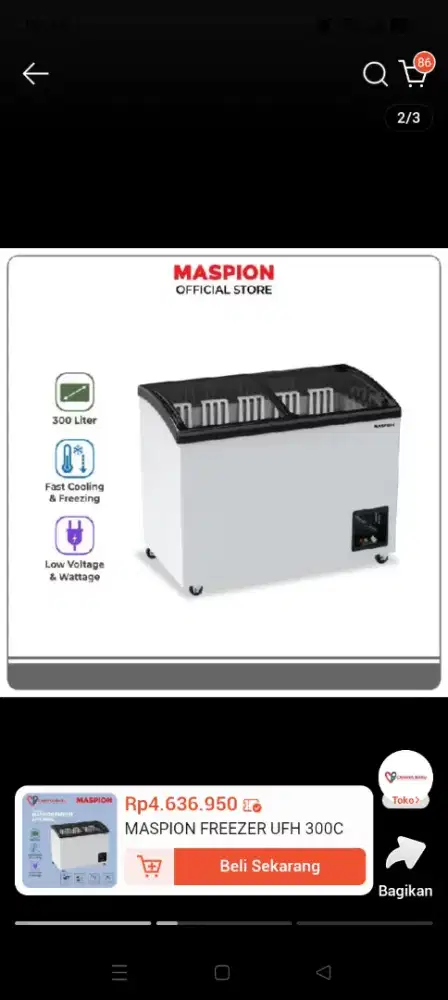 Di jual freezer box sleding kaca