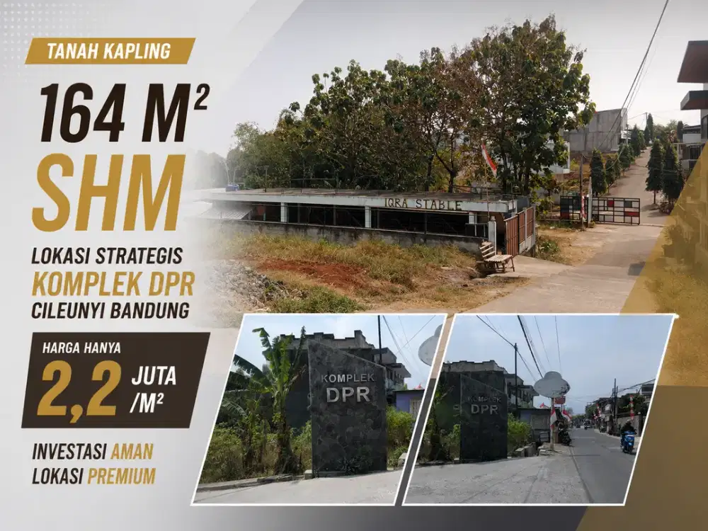 Jual Tanah Lahan Hook 164m2 Komplek DPR Cileunyi Kabupaten Bandung Dekat Tol