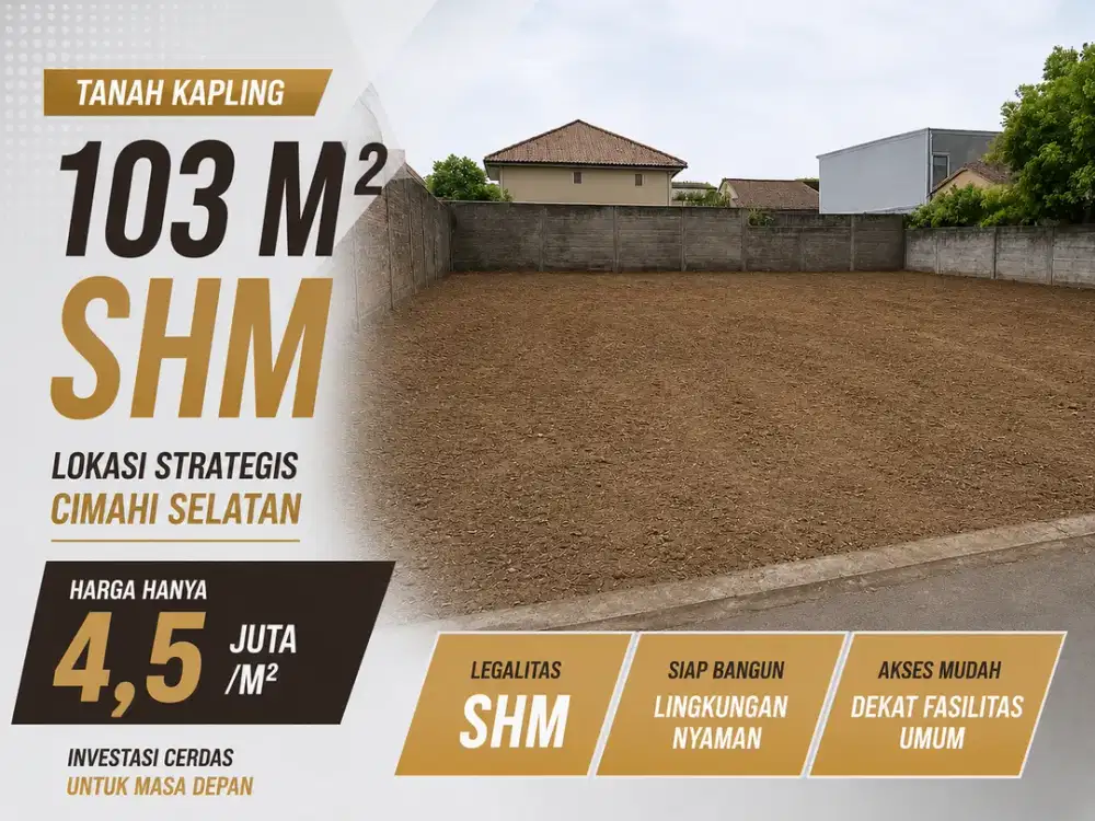 Jual Tanah Kavling Hook SHM 103m2 Cimahi Selatan Dekat Stasiun Cimindi