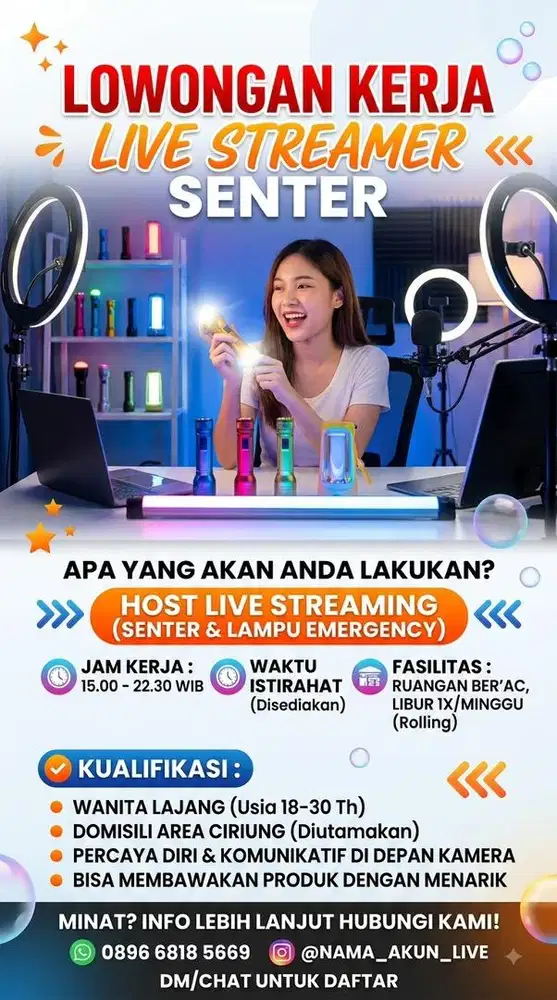 LOWONGAN KERJA Host Live Streaming