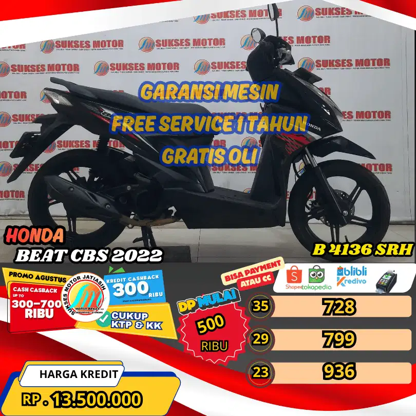 BEAT CBS 2022 PROMO BISA PAYMENT SPYLATER KREDIVO DAN CC(SUKSESMOTOR)