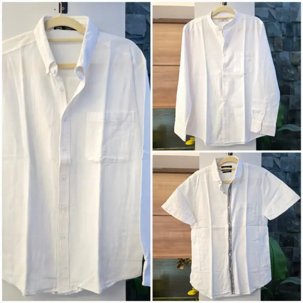 3 setel kemeja putih bersih (zara, manzone, platini)