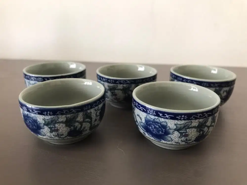 Gelas teh , set 5 warna biru