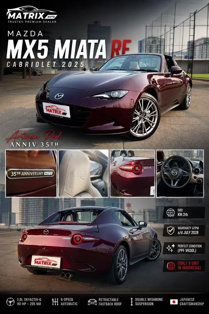 Mazda MX5 Mata RF Cabriolet Nik 2025 Artisan Red Siap pakai