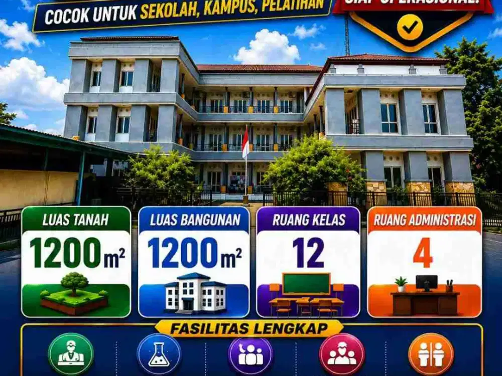 dijual gedung sekolah 3 lantai lok kranji bekasi