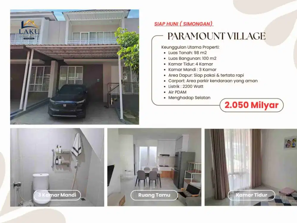 Rumah Siap Huni di Cluster Mewah Paramount Village Semarang