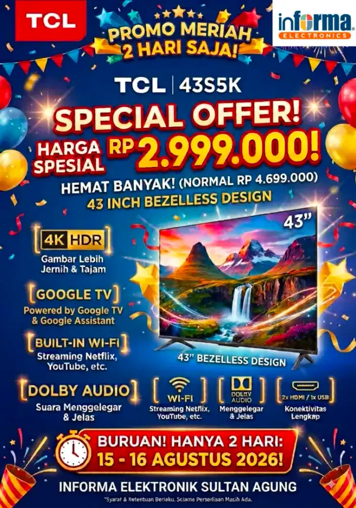 Promo tv tcl 43 inc google tv