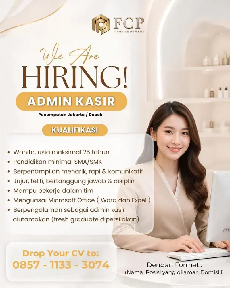Dicari kasir kemang dan depok