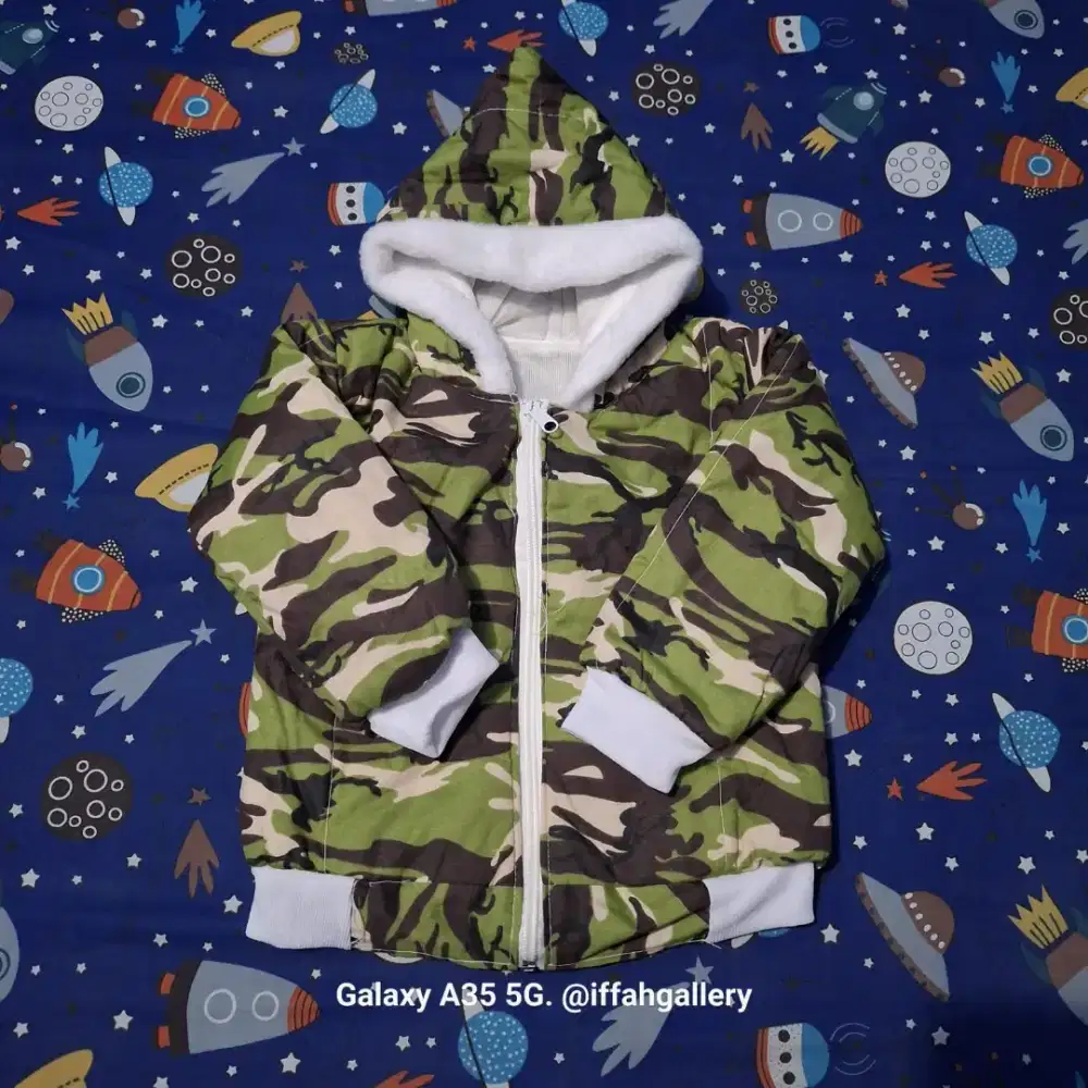 Jaket Anak Loreng Army Tebal Lembut Siap Pakai