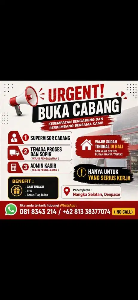 Urgent Sopir Laundry, Marketing dan Supervisor, Tenaga proses