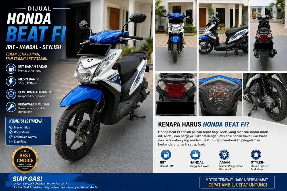 HONDA BEAT FI 110 BIRU PUTIH- Terawat,Irit, & Siap Pakai