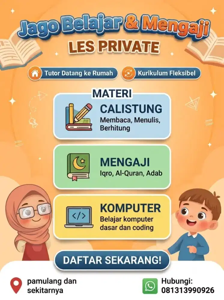 PRIVATE CALISTUNG, MENGAJI, KOMPUTER ( CODING)