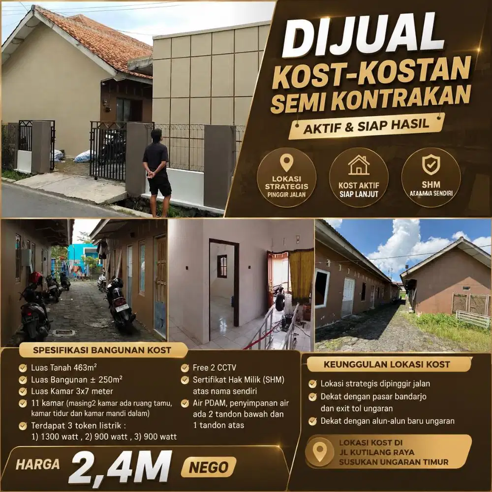 DIJUAL KOST SEMI KONTRAKAN LUAS DIBAWAH HARGA PASAR CEPAT SEGERA
