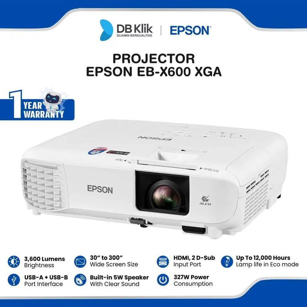 Proyektor Epson EB-X600 XGA 3LCD 3.600 Lumens