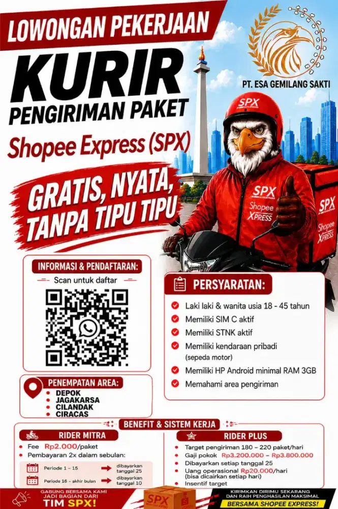 LOWONGAN KERJA KURIR MOTOR SPX EXSPRESS