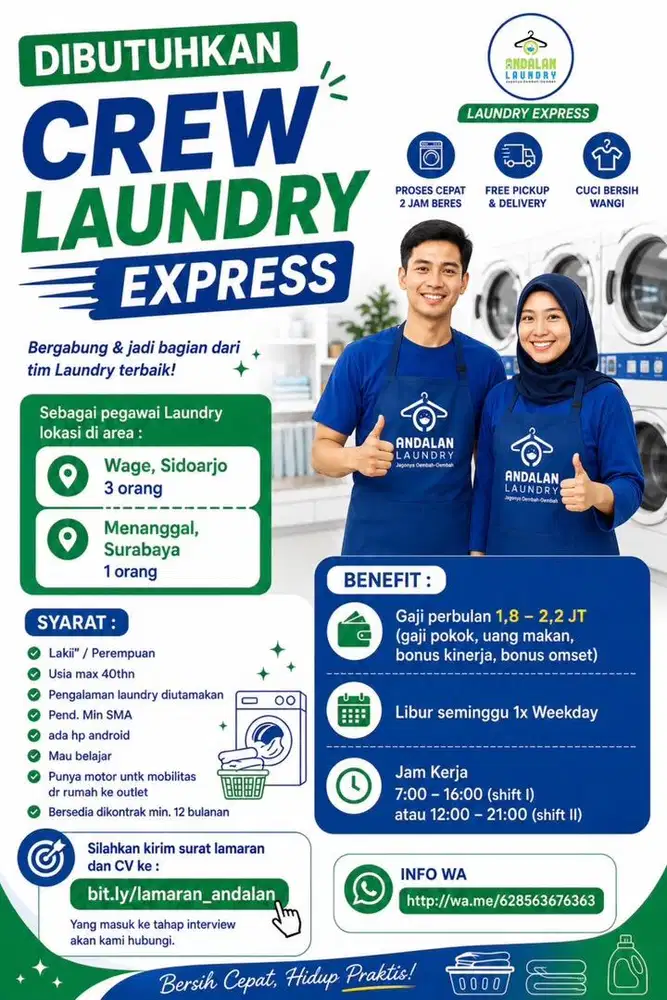 DIBUTUHKAN CREW LAUNDRY EXPRESS