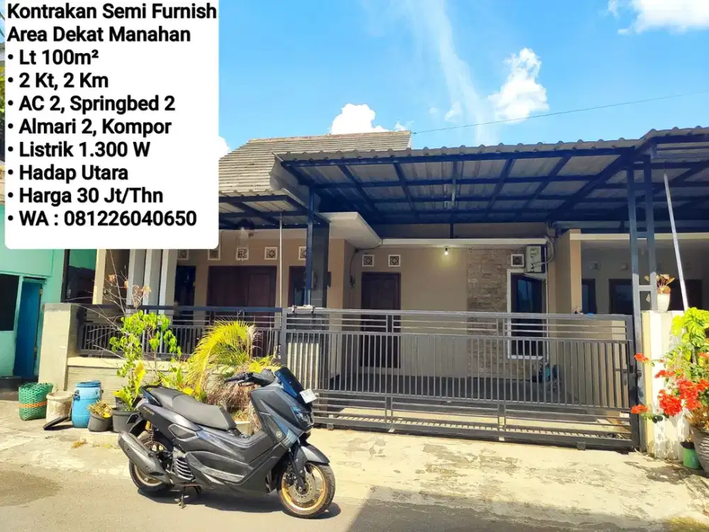 Sewa Rumah Semmi Furnish Area Manahan, Dekat Solo Kota, Pintu TOL